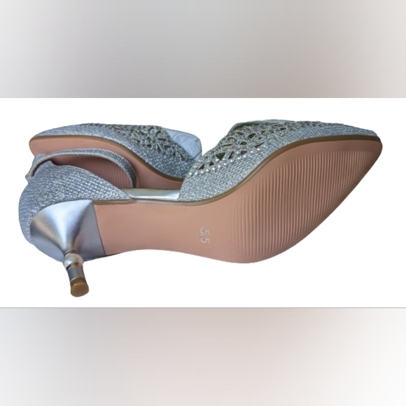 NIB IDIFU Candice silver glitter 3 inch pearl detail heel ankle buckle strap - Picture 12 of 16